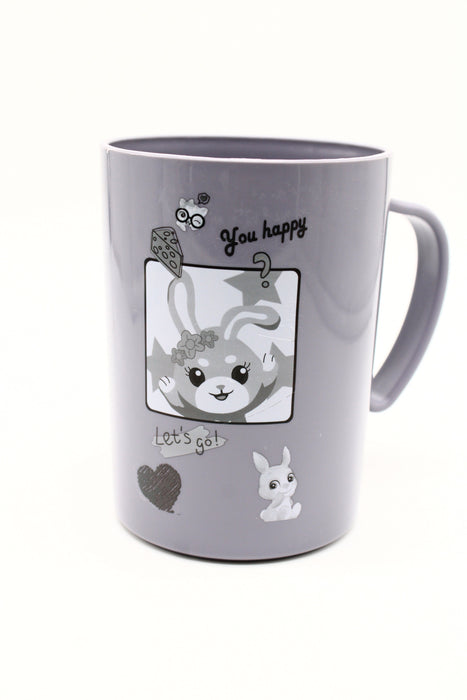 Taza de plástico para cepillo de dientes con diseño infantil de conejo feliz