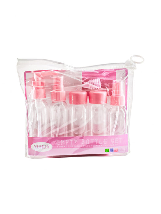 Kit de viaje con botellas de plástico transparente y resistente ideal para productos de cuidado personal