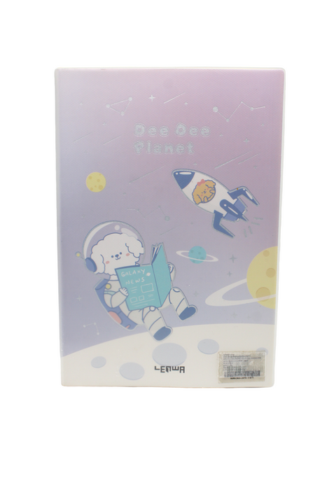 Cuaderno para notas de hoja rayada con diseño de perrito Poodle en el espacio en colores llamativos