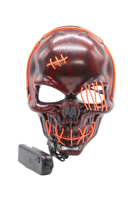 Máscara de calavera roja con luces LED diseño siniestro y luminoso en plástico con luces en colores varios