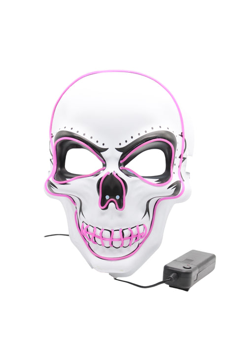 Máscara de catrina blanca elegante y brillante para día de los muertos y halloween con luces led en colores varios