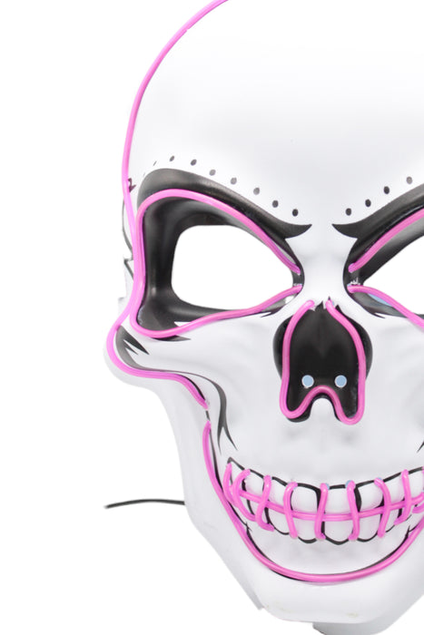 Máscara de catrina blanca elegante y brillante para día de los muertos y halloween con luces led en colores varios