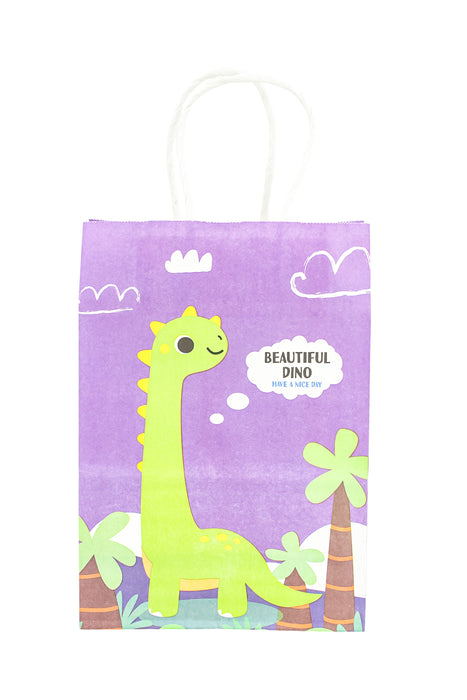 Bolsa de regalo de papel con divertidos diseños de dinosaurios en colores varios