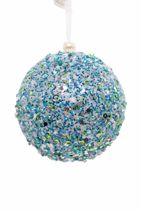 Esfera navideña con diamantina y lentejuelas en unicel brillo y elegancia para tu árbol de navidad colores varios