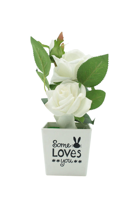 Maceta some loves you con rosas artificiales decorativas en colores varios