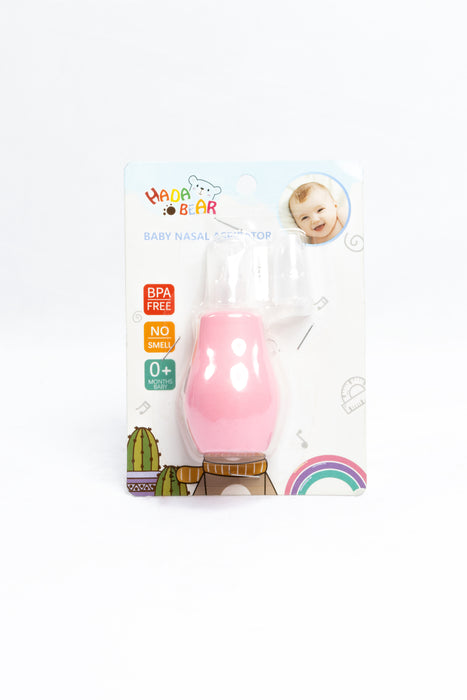 Aspirador nasal con tapa color rosa diseño ergonómico para bebés mayores a 3 meses