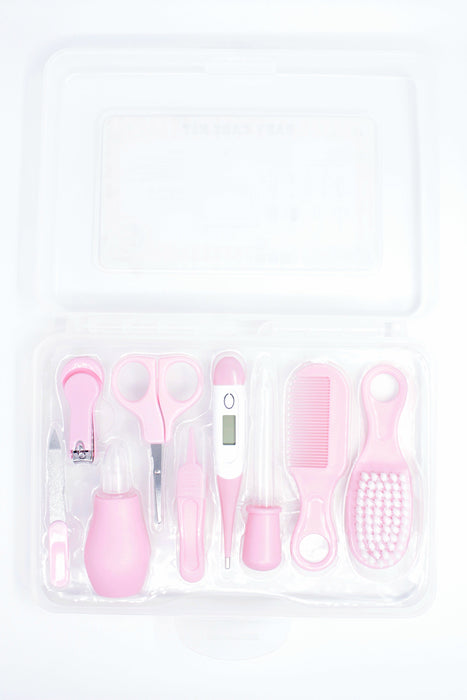 Kit para el cuidado del bebe con estuche. Colores varios. 9 piezas