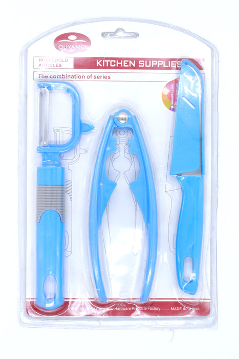 Kit de cocina 3 en 1 con cuchillo, cascanueces y pelador ideal para cocinar