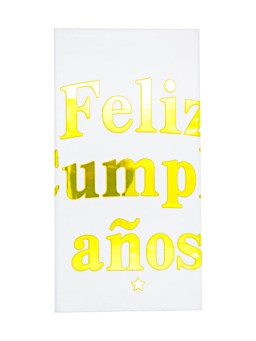 Mantel de aluminio con frase de feliz cumpleaños en colores varios perfecto para adornar