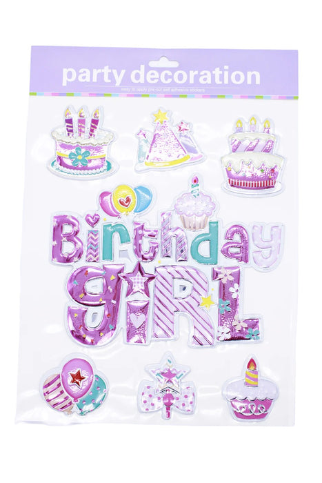 Set de pegatinas para decoración de cumpleaños con frase birthday y diseños alusivos para la celebración