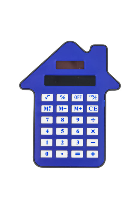 Calculadora escolar con diseño casita para operaciones simples colores varios