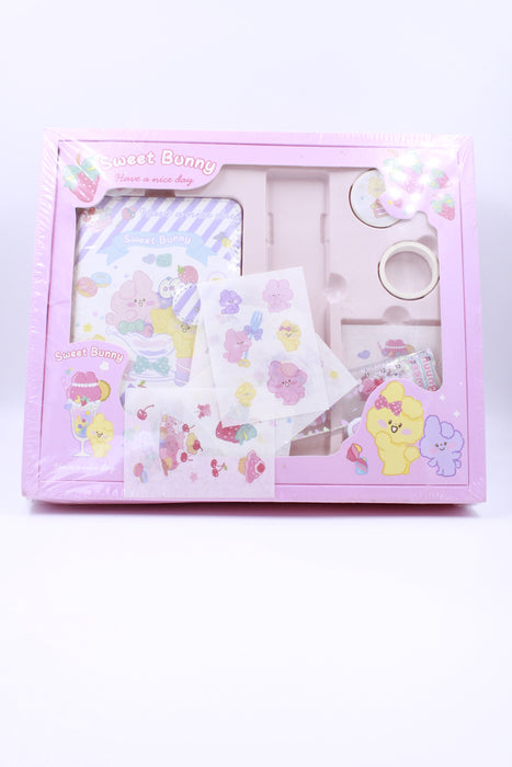 Kit de diario con articulos de papeleria sweet bunny colores varios 5 piezas