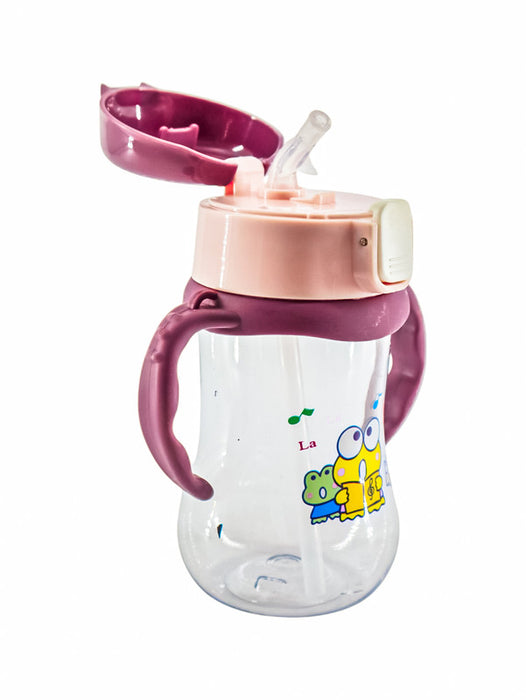 Vaso entrenador para bebé con popote de silicona en colores varios