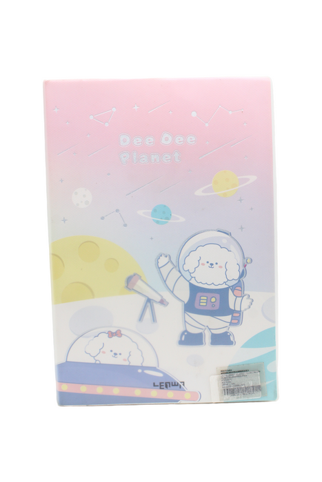 Cuaderno para notas de hoja rayada con diseño de perrito Poodle en el espacio en colores llamativos