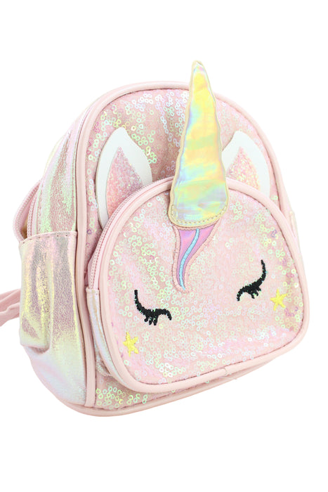 Mochila pequeña metalica diseño Unicornio. 1 pieza