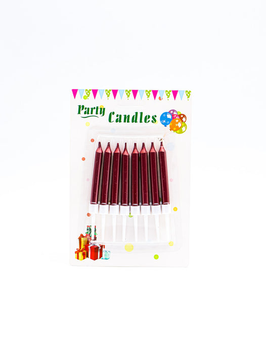 Blister con 8 velas para pastel y celebraciones en tono metalico con estilo liso en colores varios