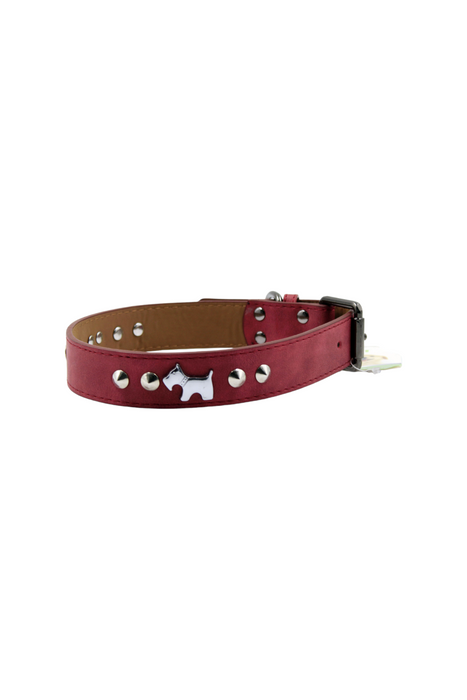 Collar de cuero para mascotas con figura de terrier en colores varios