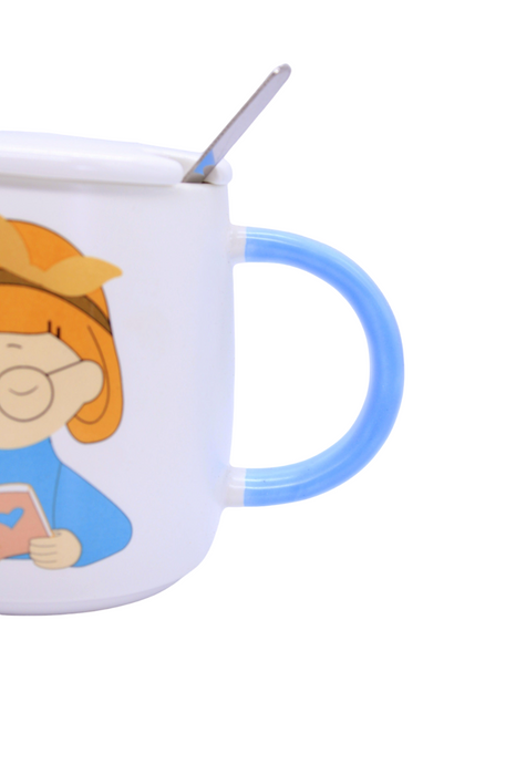 Taza de cerámica con cuchara para café colores y diseño momentos mágicos