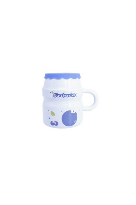 Taza de cerámica para tu bebida favorita en colores y diseños varios con tapa de silicón y popote