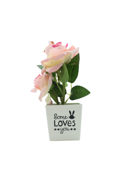 Maceta some loves you con rosas artificiales decorativas en colores varios