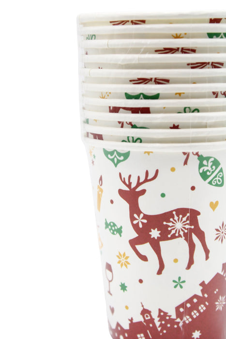 Paquete de vasos de cartoncillo navideños distintos diseños 10 piezas