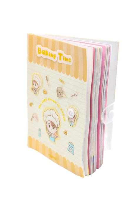 Cuaderno de notas plastificado con hojas decoradas