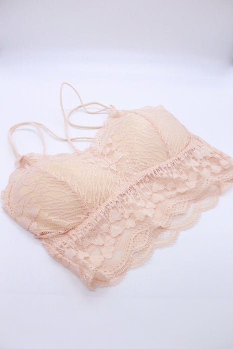 Bralette de encaje con escote en V con tirantes delgados flexibles colores varios