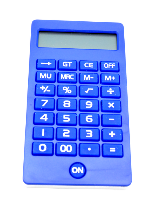 Calculadora con múltiples funciones matemáticas en colores varios