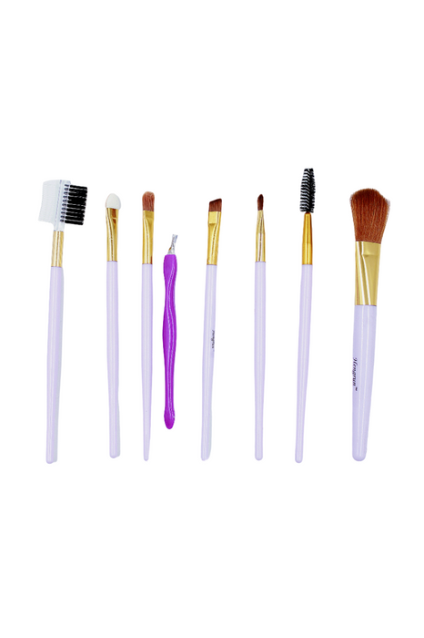 Set de brochas para  maquillaje colores varios 8 piezas