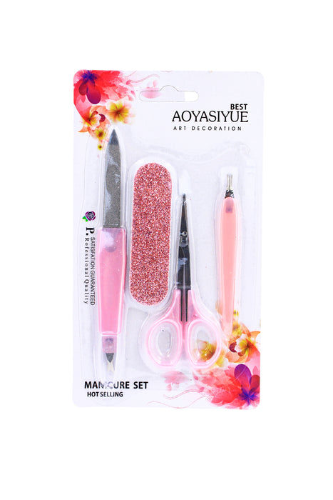 Kit de manicura compacto de 4 piezas esenciales en blíster portátil y disponible en varios colores