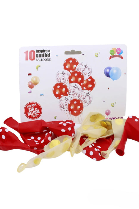 Set de globos decorativos con diseño de puntos colores varios 10 piezas