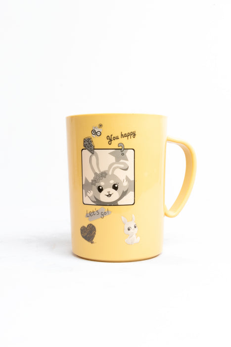 Taza de plástico para cepillo de dientes con diseño infantil de conejo feliz