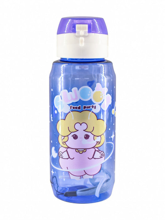 Set de lonchera y botella de plastico en colores varios con estampado adorable