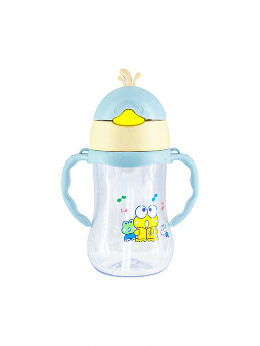 Vaso con asas en modelo de ave para infantes con popote retractil en colores varios