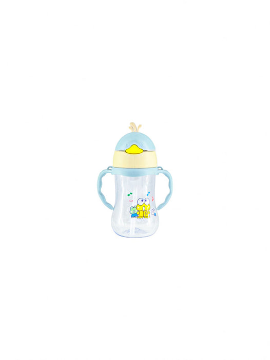 Vaso con asas en modelo de ave para infantes con popote retractil en colores varios