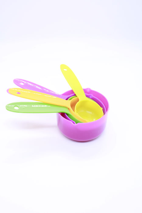 Set de tazas y cucharas medidoras de plástico para cocina colores varios