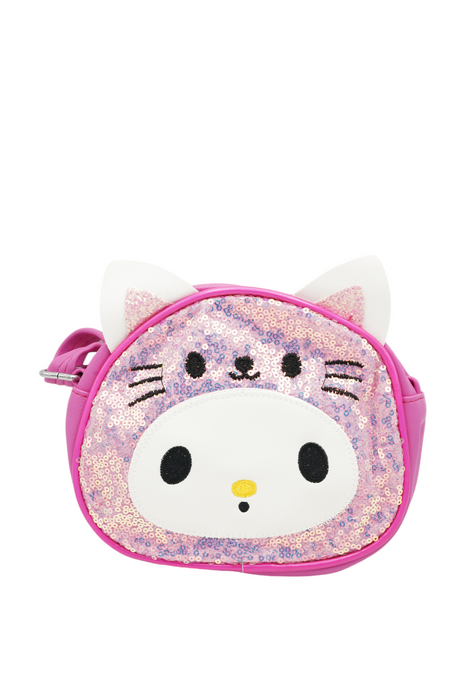 Bolsa de mano infantil con diseño de gatito y acabado de lentejuelas brillantes