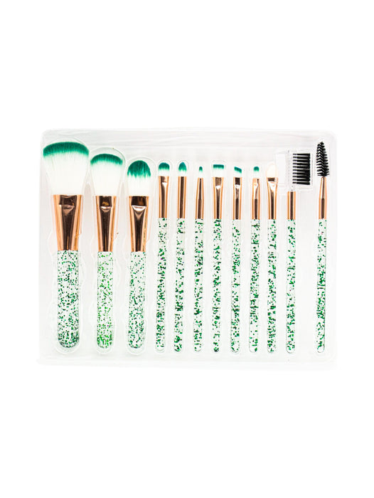 Kit de 12 brochas y cepillos para ojos, rostro y pestañas en colores varios