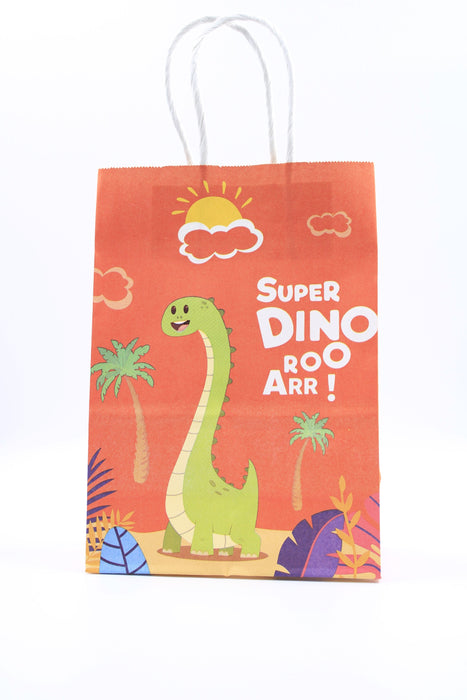 Bolsa de regalo de papel con divertidos diseños de dinosaurios en colores varios