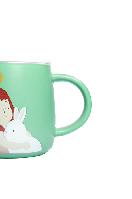 Taza de cerámica con cuchara para café colores y diseño momentos mágicos