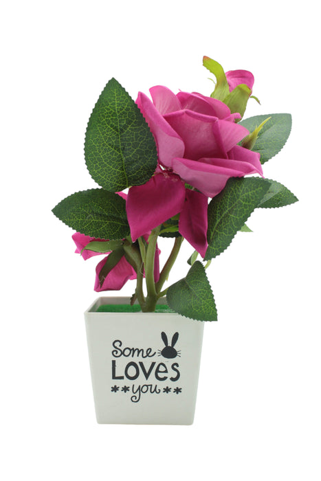 Maceta some loves you con rosas artificiales decorativas en colores varios