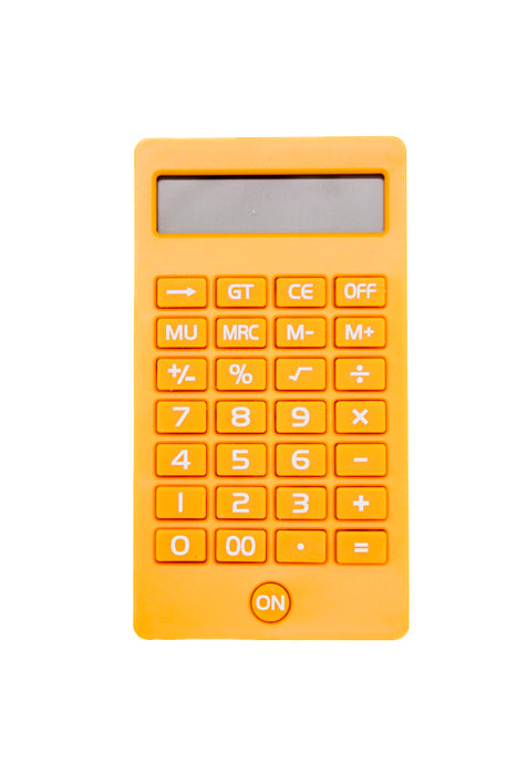 Calculadora con múltiples funciones matemáticas en colores varios