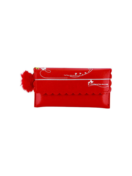 Cartera rectangular de mano para dama en colores varios decorada con detalles de mariposas y pompon