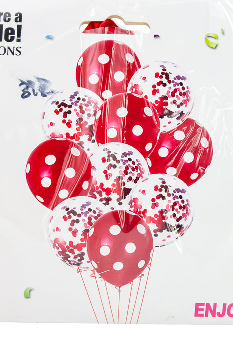 Set de globos decorativos con diseño de puntos colores varios 10 piezas