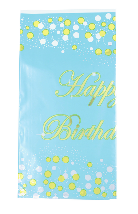 Mantel para fiesta con puntos y leyenda happy birthday en colores varios