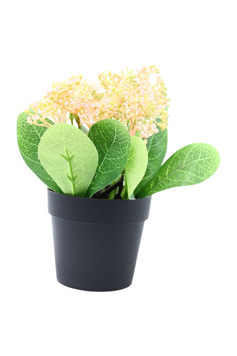 Planta skimmia artificial decorativa con maceta en colores varios