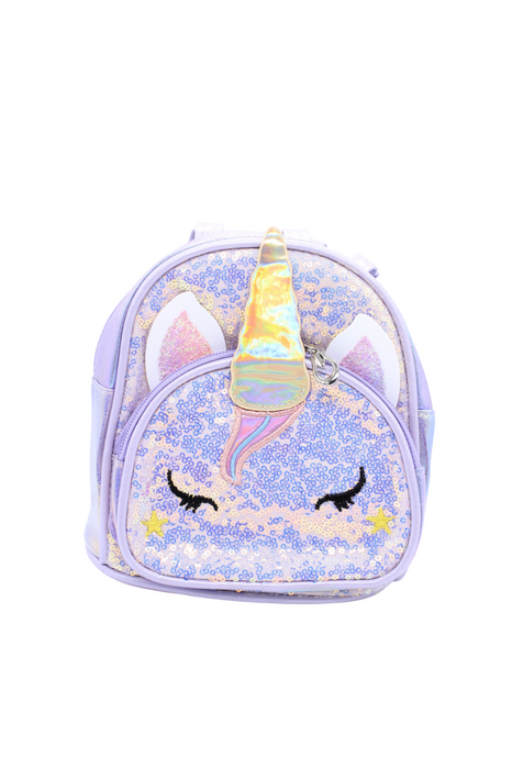 Mochila pequeña metalica diseño Unicornio. 1 pieza