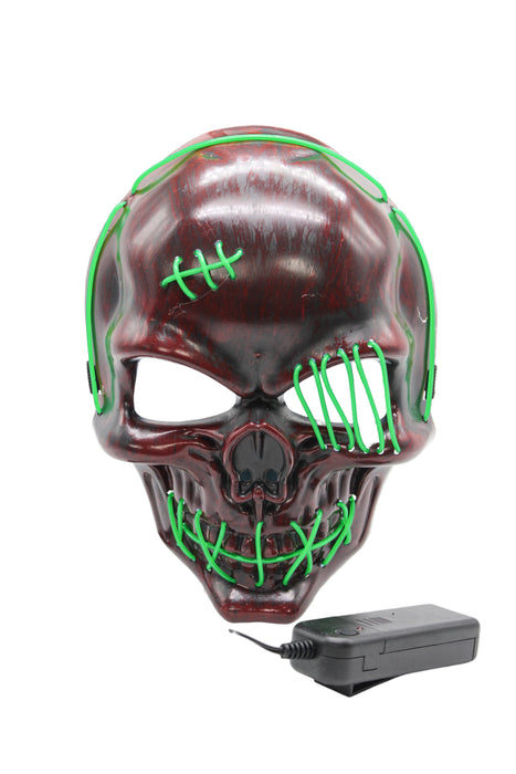 Máscara de calavera roja con luces LED diseño siniestro y luminoso en plástico con luces en colores varios