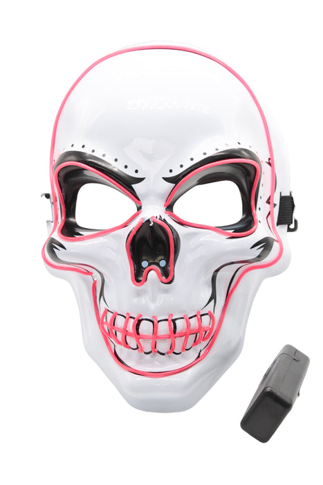 Máscara de catrina blanca elegante y brillante para día de los muertos y halloween con luces led en colores varios