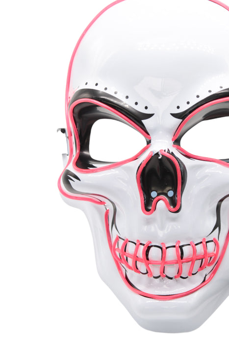 Máscara de catrina blanca elegante y brillante para día de los muertos y halloween con luces led en colores varios